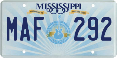 MS license plate MAF292