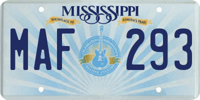 MS license plate MAF293