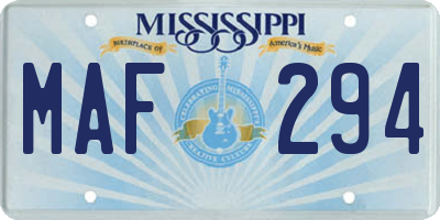 MS license plate MAF294