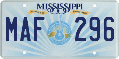 MS license plate MAF296