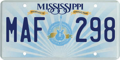 MS license plate MAF298