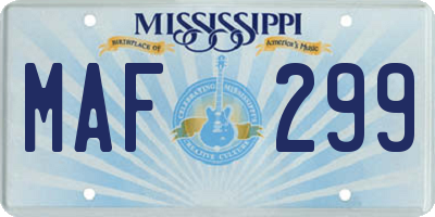 MS license plate MAF299