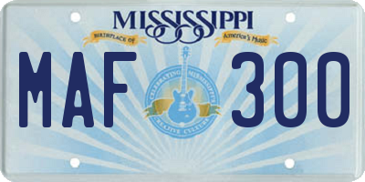 MS license plate MAF300