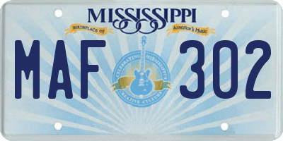 MS license plate MAF302