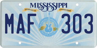 MS license plate MAF303
