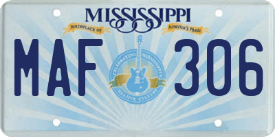 MS license plate MAF306