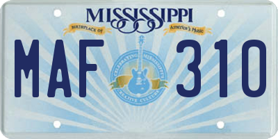 MS license plate MAF310