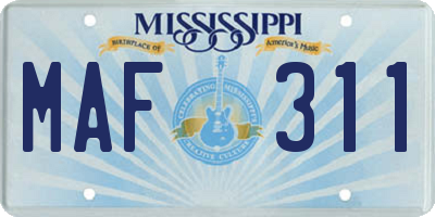 MS license plate MAF311