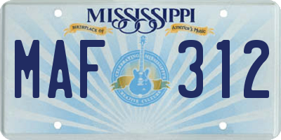 MS license plate MAF312