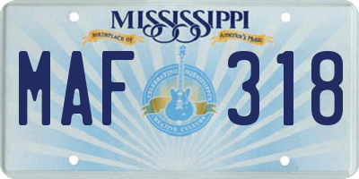 MS license plate MAF318