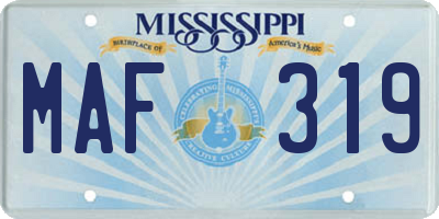 MS license plate MAF319