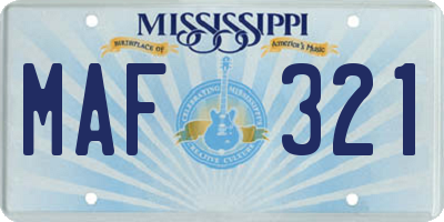 MS license plate MAF321