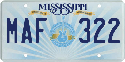 MS license plate MAF322