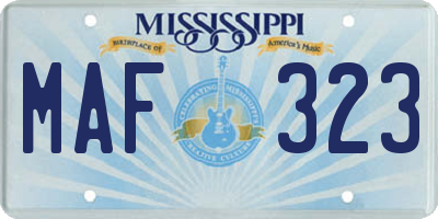 MS license plate MAF323