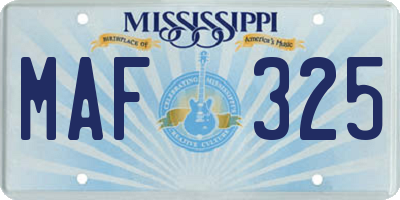 MS license plate MAF325