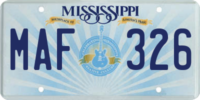 MS license plate MAF326