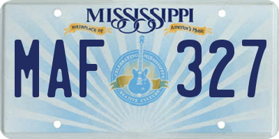 MS license plate MAF327