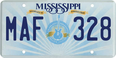 MS license plate MAF328