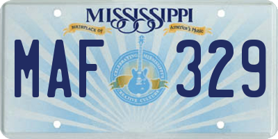 MS license plate MAF329