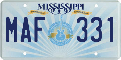 MS license plate MAF331