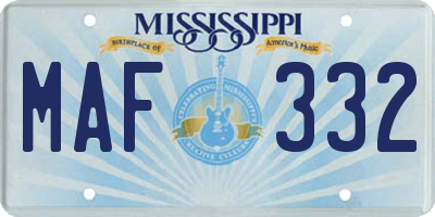MS license plate MAF332