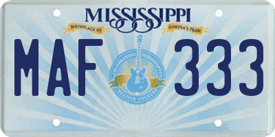 MS license plate MAF333