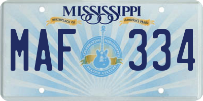 MS license plate MAF334