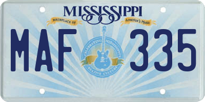 MS license plate MAF335