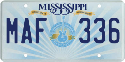MS license plate MAF336