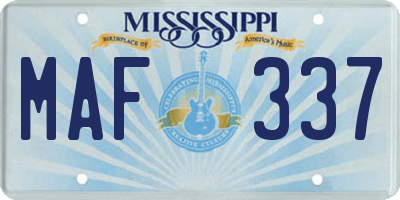 MS license plate MAF337