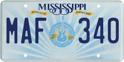 MS license plate MAF340