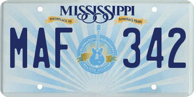 MS license plate MAF342