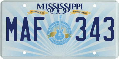 MS license plate MAF343