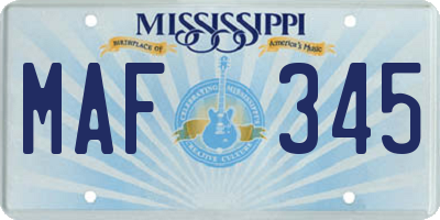 MS license plate MAF345