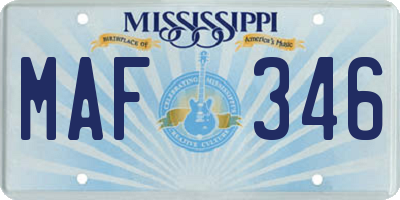 MS license plate MAF346