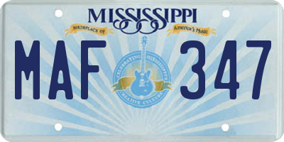 MS license plate MAF347