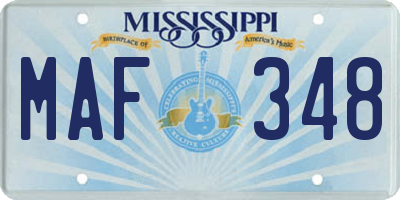 MS license plate MAF348