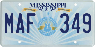 MS license plate MAF349