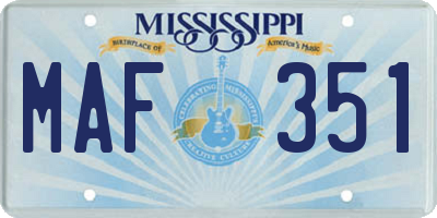 MS license plate MAF351