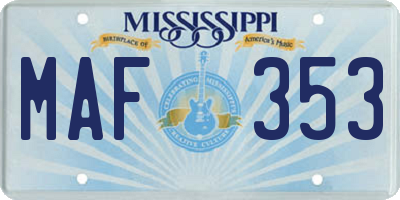MS license plate MAF353