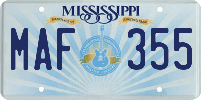MS license plate MAF355
