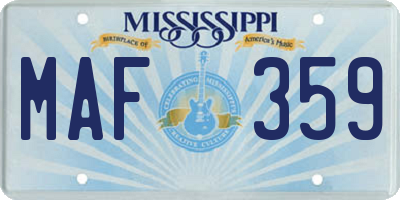 MS license plate MAF359