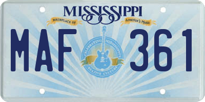 MS license plate MAF361