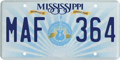 MS license plate MAF364