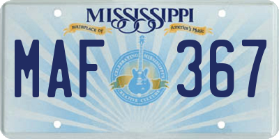 MS license plate MAF367