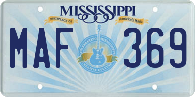 MS license plate MAF369