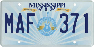 MS license plate MAF371