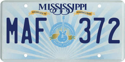 MS license plate MAF372