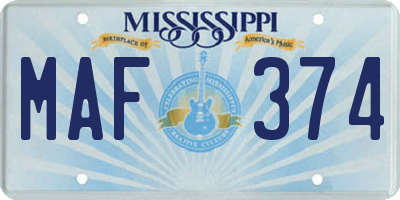 MS license plate MAF374