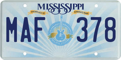 MS license plate MAF378